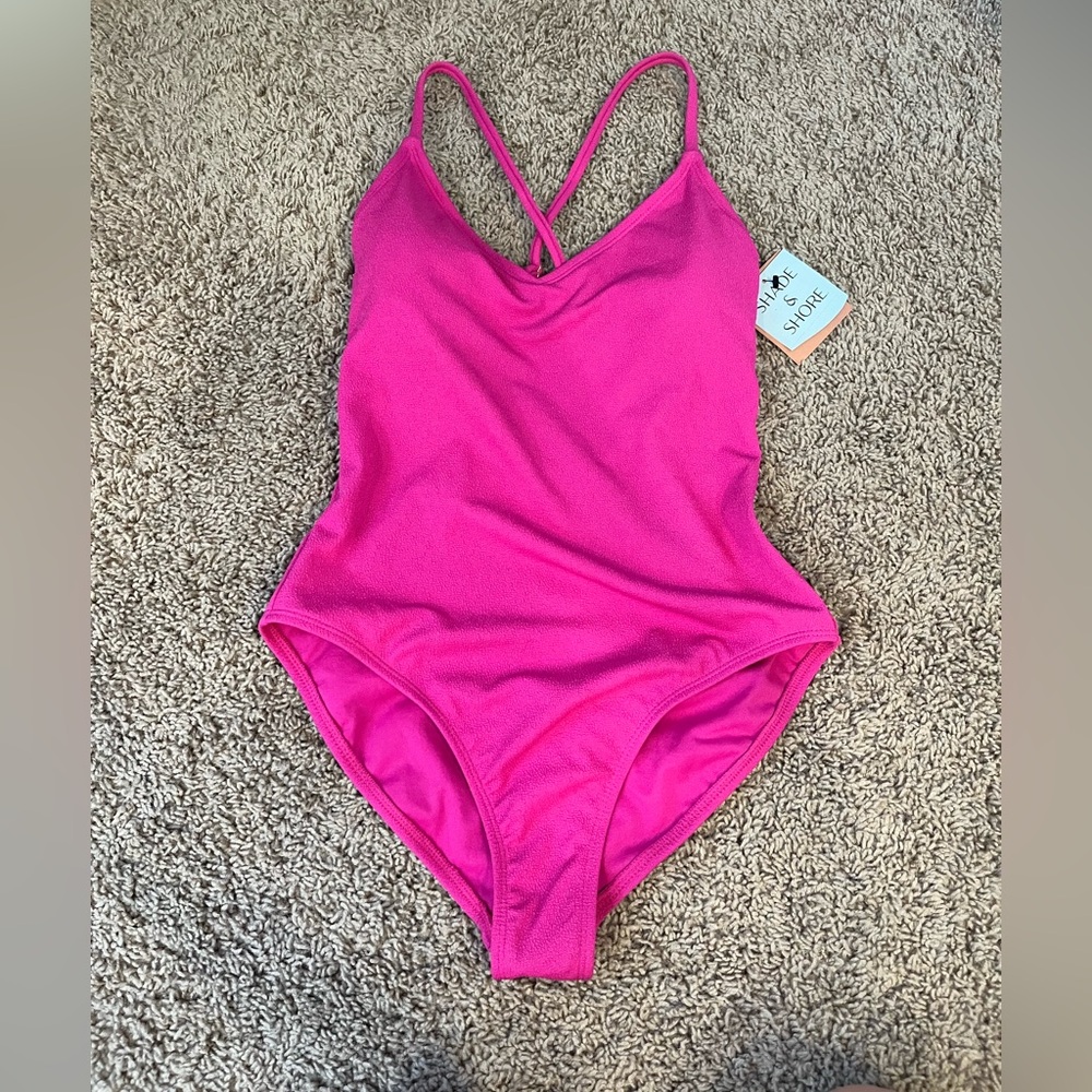 Hot Pink One-Piece Swimsuit with Crossback Straps